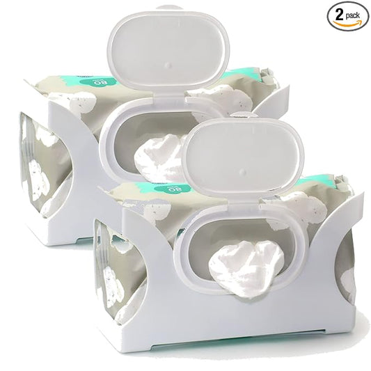 Gadjit Wet Wipes, Hand Wipes & Baby Wipes Wall Dispenser (2 Pack) | Mounts on a Wall and Holds Up to a 84 Count Pack | Keeps Wipes Within Easy Reach of Messes | One-Handed Dispensing