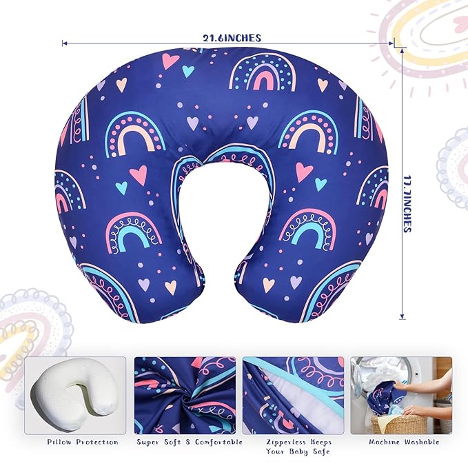 Cloele Nursing Pillow Cover for Breastfeeding Pillows - Animal Breastfeeding Pillow Slipcovers for Baby Boys & Girls Ultra Soft Infant Nursing Pillowcase for Newborn,Cover Only