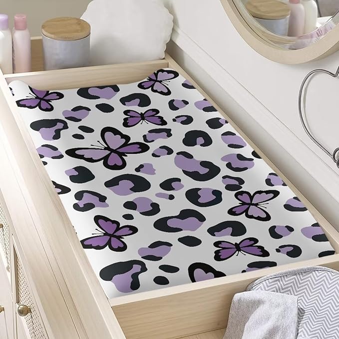 Changing Pad Cover Girl Butterfly Diaper Changing Pad Cover 32''*16'' Changing Table Pad Cover Soft Portable Baby Changing Pad Cover