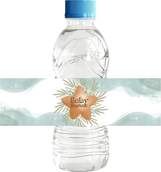 Pack of 32 Pcs, Cloud & Balloons Theme, Waterproof Self Adhesive Water Bottle Labels For Baby Shower, Boy/Girl, Baby Shower Party Collection