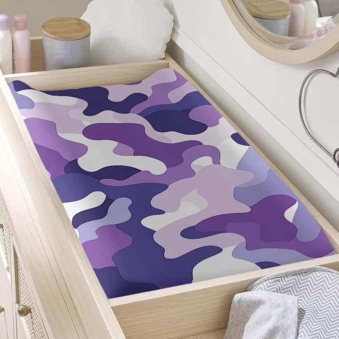 Microfiber Diaper Changing Table Sheets for Infants and Toddles Purple Camo Baby Changing Pad Cover Soft Breathable