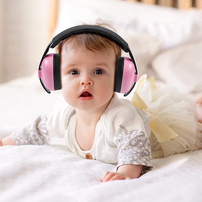 PandaEar Baby Ear Protection Noise Cancelling HeadPhones Ages 0-3 Years | Infant Hearing Protection Earmuffs -Pink