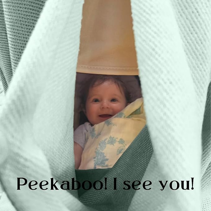 Little Rou Nursing Cover for Breastfeeding, Breathable Organic Cotton & Cashmere Poncho, Privacy Peekaboo Feature, Soft Breast Feeding Shawl for Women – Includes Laundry Bag (Sage)