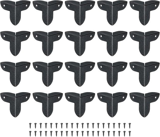 uxcell 20 Pcs Decorative Box Corner Cover, 23mm Metal Edge Guard, Furniture Corner Edges Protector with Screws, Black