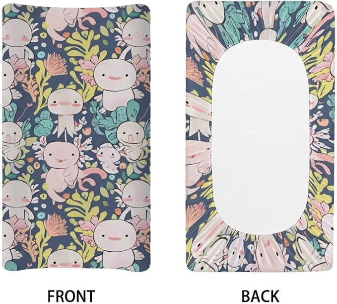 Changing Pad Covers for Boys Girls, Axolotl Print Diaper Changing Table Pad Cover Soft Breathable Changing Mat Cover for 32''x16" Cute Birthday Gifts for Baby