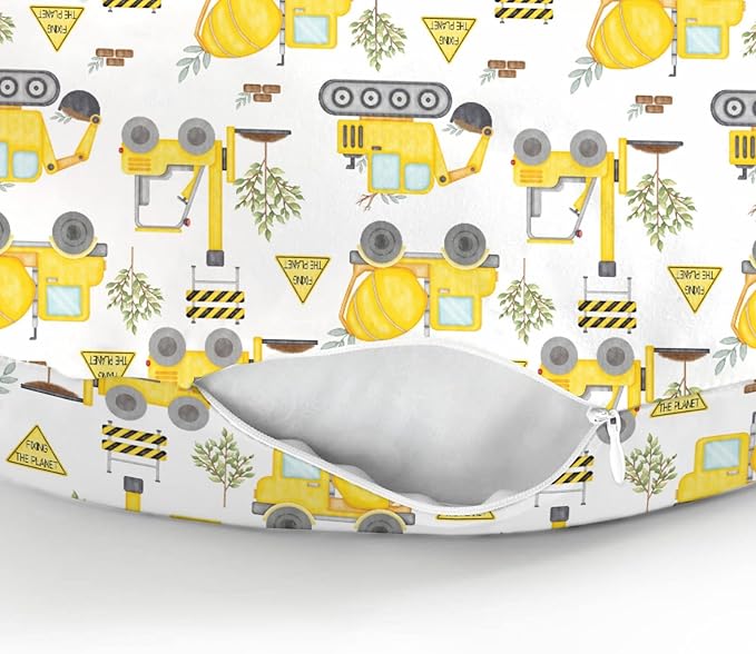 Construction Trucks Planting Baby Nursing Pillow Covers for Boy Girl Construction Digger Tractor Builder Trees Nursing Pillowcase for Breastfeeding Pillows Soft Stretchy Slipcovers for Newborn Infant