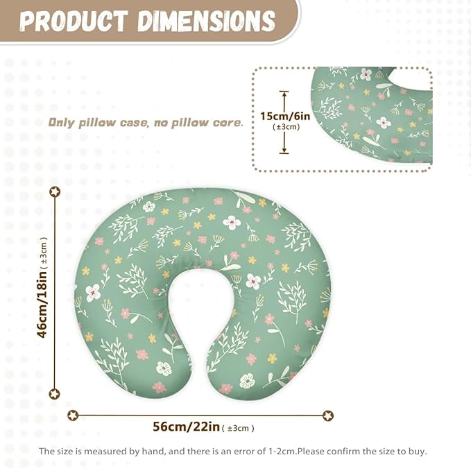 Floral Nursing Pillow Cover with Hidden Zipper Floral Super Soft & Breathable & Skin Friendly for Moms/Baby Stretchy Nursing Pillow Cover Quick-Dry Fabric