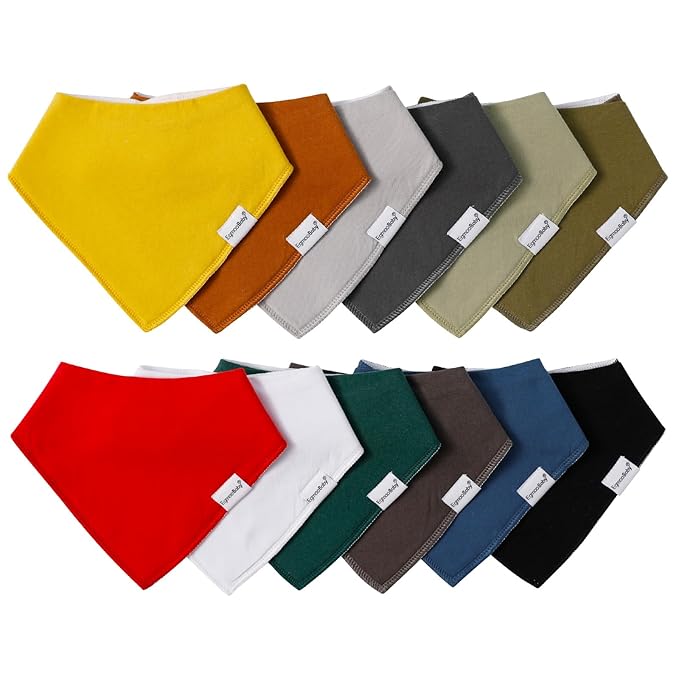 Baby Bandana Drool Bibs for Boys Girls,Super Absorbent Triangle Baby Bibs for Drooling and Teething,100% Cotton Soft for Infant,Newborn 12Pack