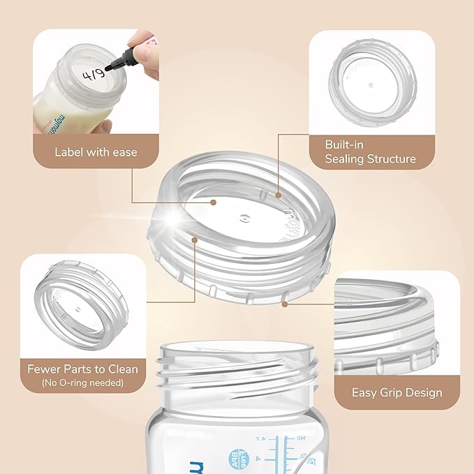 Maymom Travel Bottle Caps, Replacement Bottle Lids Compatible with Philips Avent Natural & Anti-Colic Bottles (PP & Glass) (Transparent)