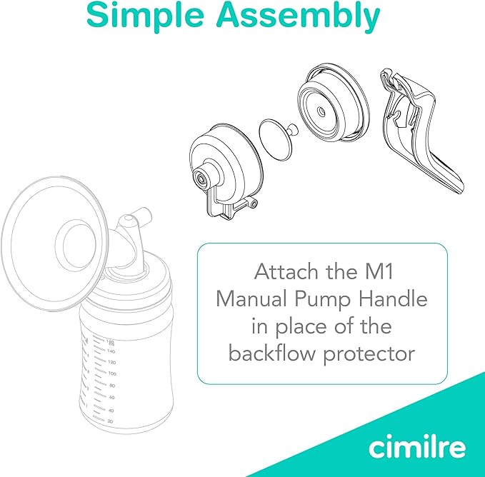 M1 Manual Breast Pump Kit – Portable, Quiet Breastfeeding Pump with Ergonomic Handle, Closed System & Wide‑Neck Bottle for Travel, Backup & On‑The‑Go Moms