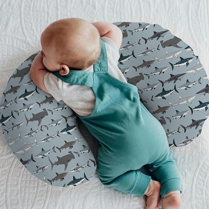 Sharks Boho Neutral Baby Nursing Pillow Covers for Boy Girl Sea Shark Species Nursery Pillowcase for Breastfeeding Pillows Marine Ocean Shark Lover Gifts Soft Stretchy Slipcovers for Newborn Infant