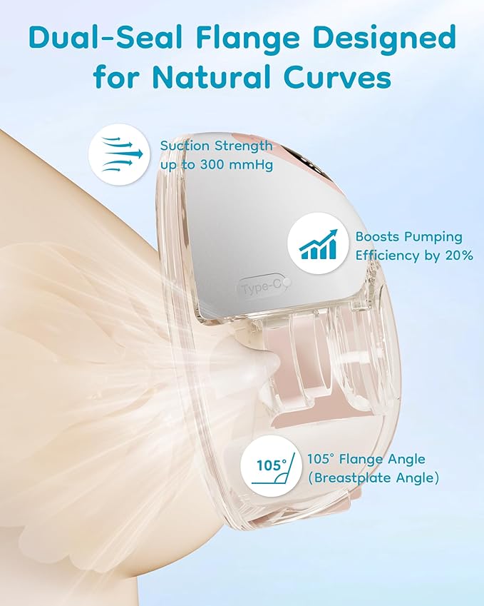 Dr.Isla Wearable Hands Free Breast Pump, Strong Suction, Low Noise, Portable Electric Breast Pump with 4 Modes & 36 Levels, Smart Display, 17/24/27mm Insert/Flange, 2 Pack, Gray