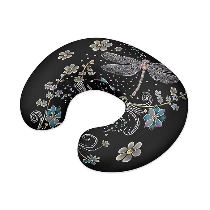 Nursing Pillow Cover Slipcover for Breastfeeding Pillows Dragonfly Flower Comfortable Fit On Standard Infant Nursing Pillows Quick-Dry Fabric