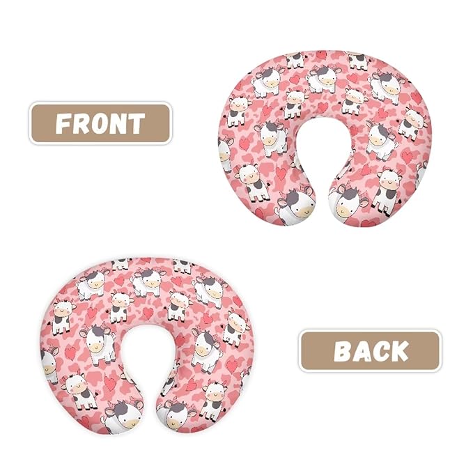 Jeiento Love Heart Cartoon Cow Nursing Pillow Covers Cattle Animal Cartoon Breastfeeding U-Shaped for Bottle Feeding SOT Comfortable Nursing Pillow Slipcovers Washable