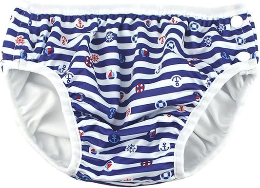 Baby Kids Swim Nappies Cover Diaper Swimming Trunks Middle-Waisted Swimming Training Pants (12-18 Months, Navy)