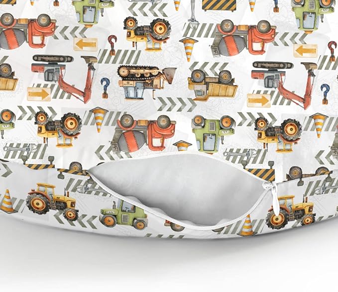 Construction Truck Vehicle Baby Nursing Pillow Covers for Boy Girl Excavator Tractor Digger Dump Truck Nursery Feeding Pillowcase for Breastfeeding Pillows Soft Stretchy Slipcovers for Newborn Infant