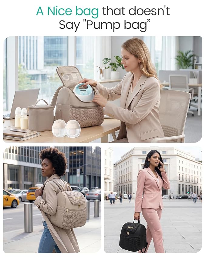 Qualyphant Breast Pump Bag for Spectra S1/S2 & Medela – Insulated Cooler Bag, 13" Laptop Sleeve, Diaper Bags Backpack – Lightweight, Water-resistant & Stylish for Work, Travel