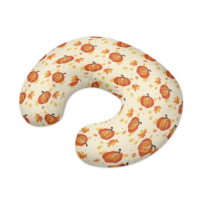 Fall Maple and Pumpkin Baby Nursing Pillow Cover Breastfeeding Nursing Pillow Slipcovers Super Soft Easy to Use and Dustptoof Thanksgiving Decoration