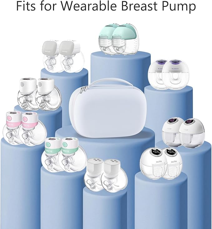Wearable Breast Pumps Carrying Bag, Hard Shell Case with Removable Tray, Watertight Breast Pump Storage Bag Compatible with Most of Wearable Breast Pumps, Holds 2 Pumps
