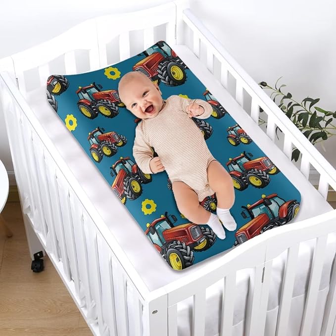 Red Track Changing Pad Covers Breathable Baby Diaper Change Pads Cover, Soft Changing Sheet for Newborn Unisex Babies