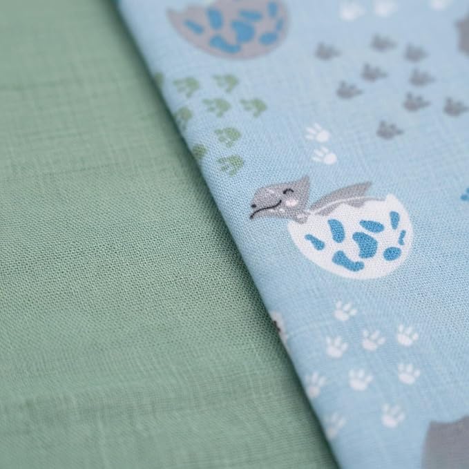 EVERYDAY KIDS 12 Pack Burp Cloths for Baby Boy; Newborn Essential with - Large Absorbent Cotton Flannel Blue/Green Burping Cloths for Babies with Baby Dinosaurs, Zig Zag and Stripe Prints and Solids