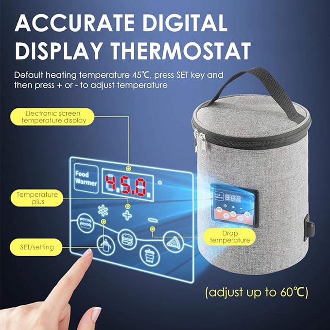 Car Bottle Warmer for Baby Milk, Fast Heating Breastmilk Cooler Bag with Temperature Display, Car Charger Portable Bottle Warm Milk Heater for Travel