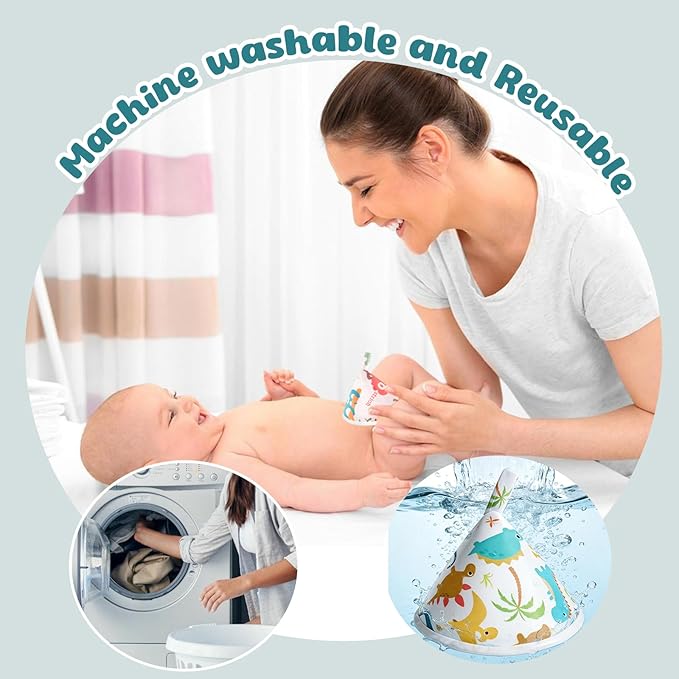 6 Pcs Pee Covers for Baby Boys, Reusable Flannel Peepeeteepe Baby Boy with Hanging Loop, Strong Absorbent Pee Shield Pee Tent for Diaper Changes(6Pcs-Animal)