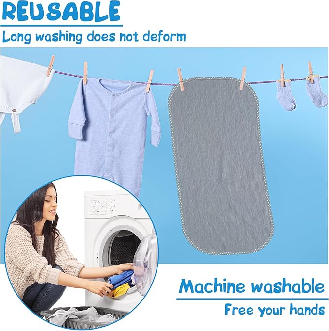Baby Waterproof Changing Pad Liners (3 Pack) - Washable Reusable Changing Table Cover Liners Double, Portable Diaper Pads, Grey