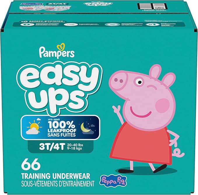 Pampers Training Pants - Easy Ups Girls & Boys - Size 3T-4T, 66 Count, Peppa Pig Potty Underwear (Packaging May Vary)