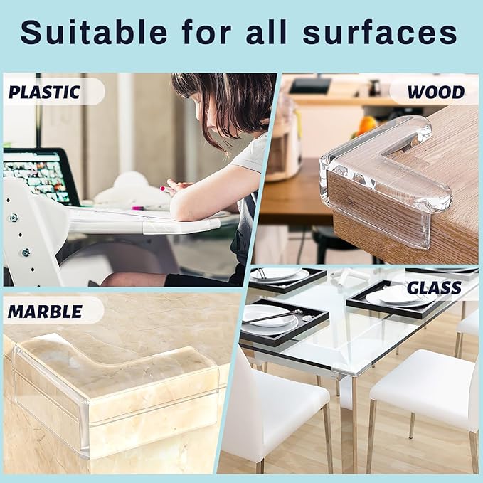 12 Pack Table Protectors, Corner Protector for Baby, Clear Furniture Corner Guards & Edge Safety Bumpers Cushion to Cover Sharp Furniture & Table EdgesE437