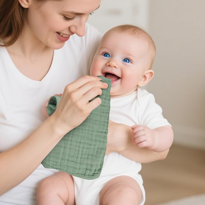 Muslin Solid Burp Cloths 100% Cotton Large 18''x10'' Extra Soft and Absorbent Multifunctional 6 Pack Baby Burping Cloth for Unisex Boys Girls (All)
