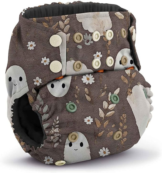 Kanga Care Rumparooz G3 OBV Cloth Diaper Reusable One Size Pocket Diaper with Patented Inner Double Gusset 2 pcs Bamboo Rayon Insert Soaker | Boo (6-55+ lbs)
