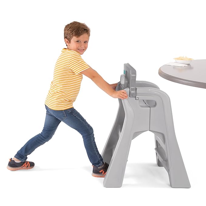 Simplay3 Big Kids Booster Seat, Lightweight Toddler Booster Chair for Dining Table and Kitchen, Toddler Kitchen Helper, Made in USA Gray
