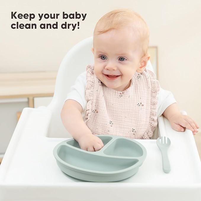 Bearmoss 8 Pack Muslin Baby Bibs for Drooling and Teething, Soft Bibs for Girls, Boys, Newborn