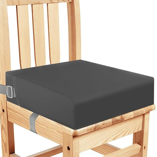 Toddler Booster Seat for Dining Table, Washable Thick Strong Support Portable Booster Chair for Toddlers Eating, Easy Cleaning Booster Seat Cushion Detachable with Adjustable Straps (Dark Grey)