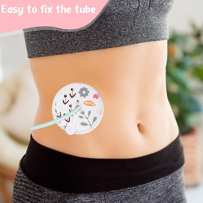 Yungyan 24 Pieces G Tube Covers Reusable Feeding Button Pads Soft G J Tube Button Covers Washable Nursing Breast Pads for Kid Baby Breastfeeding Care Supplies(Floral)