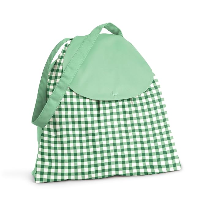 Esembly Day Bag – Reusable Wet and Dry Bag Made From Recycled Fabric With Dual Waterproof Compartments for Cloth Diapers, Swimsuits, Toiletries, and Snacks - Verdant Gingham