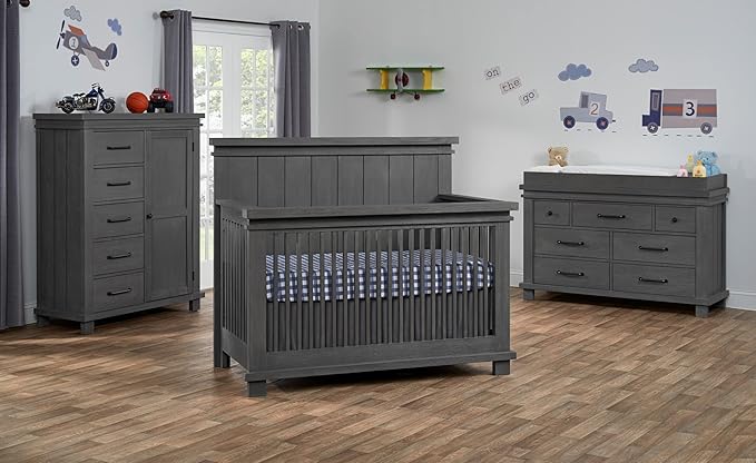 Soho Baby Hampton Premium Changing Topper for 7-Drawer Dresser, Canyon Gray