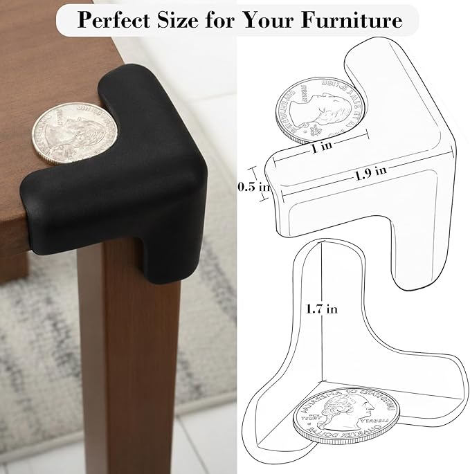 Corner Protector for Baby, 8 Pack EVA Foam Baby Proofing Corner Guards, Soft Y-Shaped Furniture Edge Protectors for Tables and Sharp Corners, Tear-Resistant Updated Design, Black
