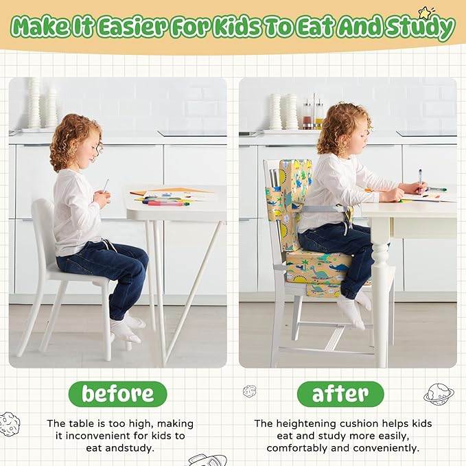 Booster Seat for Dining Table, Toddler Booster Seat for Dining Table with Safety Buckles, Anti-Scratch Easy Cleaning Toddler Seat for Table