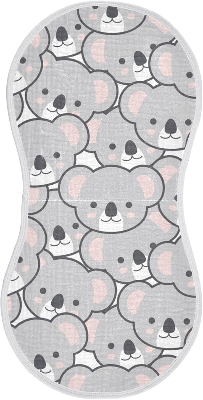 Cute Cartoon Koala Pattern Muslin Burp Cloths for Baby 1 Pack 100% Cotton Baby Washcloths Bibs for Boy Girl