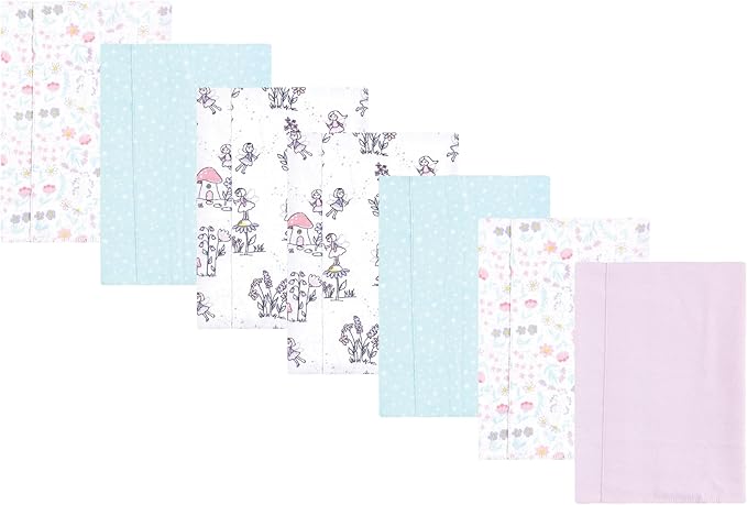 Luvable Friends Hudson Baby Flannel Burp Cloths 7pk, Garden Fairy Tale