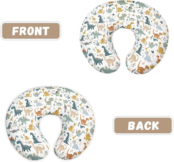 Dinosaur Nursing Pillow Covers for U-Shaped Nursing Pillow Nursing Pillow Case for Newborn Boys Girls Hidden Zipper Design Soft and Skin-Friendly Breathable