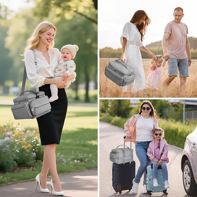 OCKLILY Breast Pump Bag for Spectra S1 S2 with Waterproof Mat, Breast Milk Cooler Bag for Pump Essentials, Pumping Bags for Working Mom Travel Camping, Grey