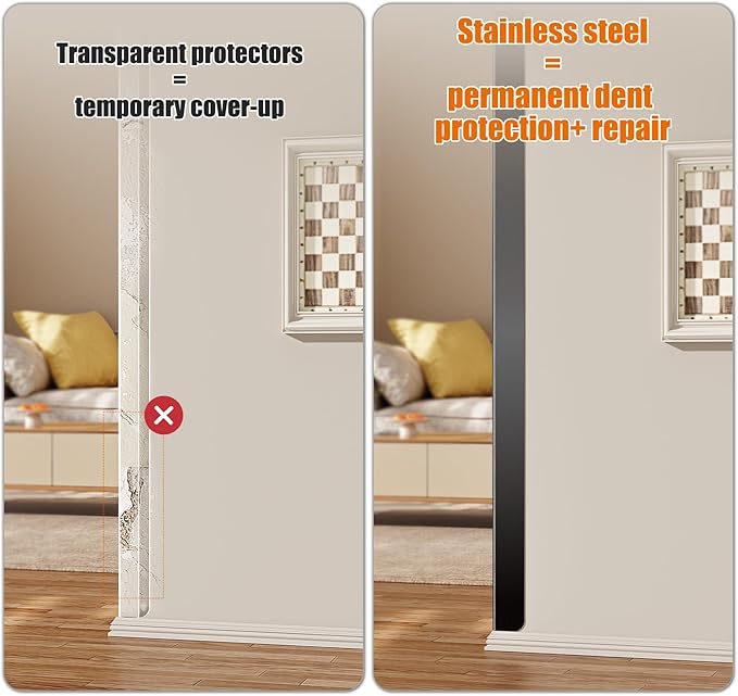 0.5x0.5x48 Inches 304 Stainless Steel Wall Corner Guards (10-Pack) Heavy Duty Rounded Corner Protector, Smooth Folded Edge Design for Wall Protection （No adhesivey）