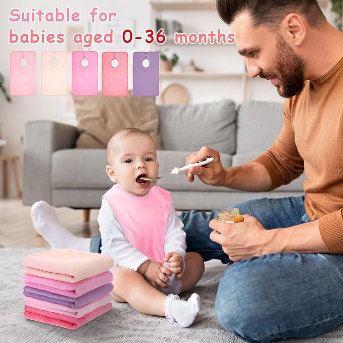 Hercicy Full Coverage Pullover Toddler Baby Bibs Terry Cloth Bibs with Snap Button for 0-4 Years Unisex Feeding Drooling