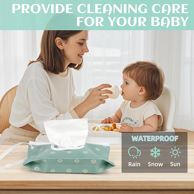 4 Pack Baby Wipe Dispenser, Reusable Portable Wipe Holder, Refillable Wet Wipes Container, Waterproof & Dustproof Wipe Case for Diaper, Travel, Outdoor Outing & Camping