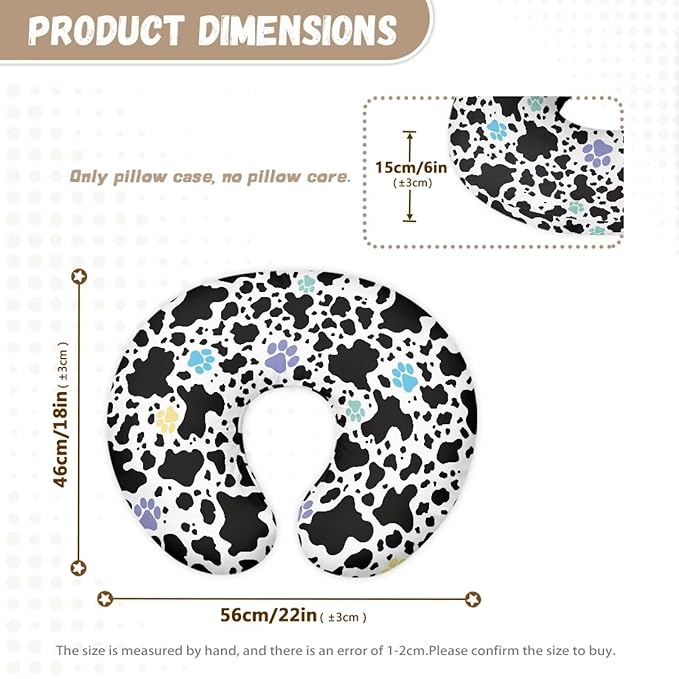 Baby Nursing Pillow Cover Cow Paw Breastfeeding Pillow Cover Boys Girls Cow Paw Nursing Pillow Case for Newborn, Soft Fabric Fits Snug On Infant