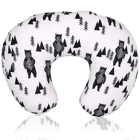 TANOFAR Bear Nursing Pillow Cover, Breastfeeding Pillow Slipcover for Baby Boys & Girls, Nursing Pillow Case for Newborn, Soft Fabric Fits Snug On Infant, Washable & Breathable, Black & White Animal