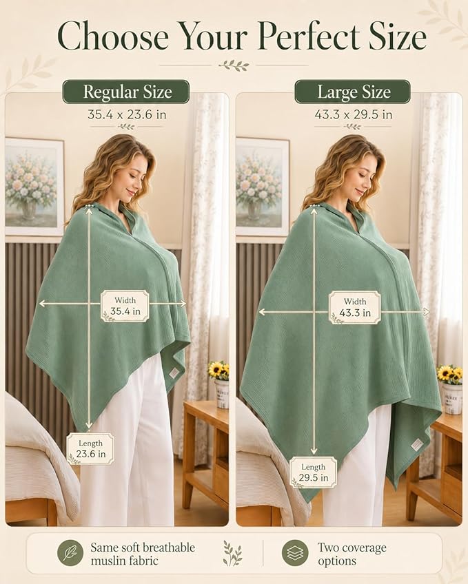 TADO MUSLIN 2-Pack Muslin Nursing Cover for Baby Breastfeeding, 100% Organic Cotton Breastfeeding Cover for Mom, Soft Breathable Privacy Nursing Apron, Multi-use Stroller Cover & Car Seat Canopy Large